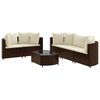 vidaXL 6-dijelni set vrtnih sofa od poliratana s jastucima smeđi