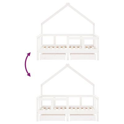 vidaXL Okvir za dječji krevet s ladicama bijeli 70x140 cm od borovine