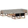 vidaXL Set vanjskih sofa s jastukom 9 pcs Prirodna i svijetlo siva