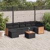 vidaXL 8-dijelni set vrtnih sofa od poliratana s jastucima crni