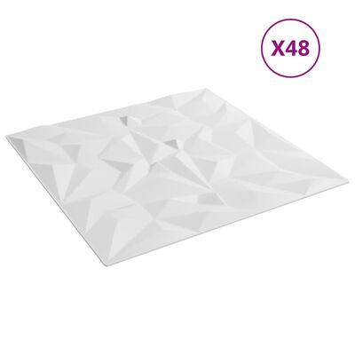 vidaXL Zidni paneli 48 kom bijeli 50 x 50 cm XPS 12 m² uzorak ametista