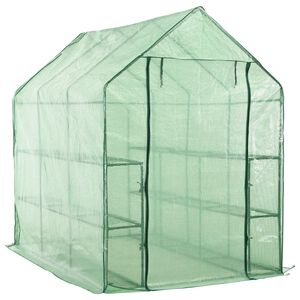 vidaXL Staklenik s 12 polica čelični 143 x 214 x 196 cm