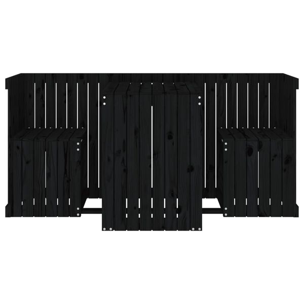 vidaXL Balkonski set s 2 sjedala crni od masivne borovine