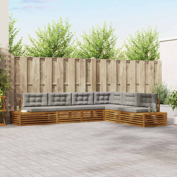 vidaXL Set vanjskih sofa s jastukom 6 Komad Prirodna i svijetlo siva