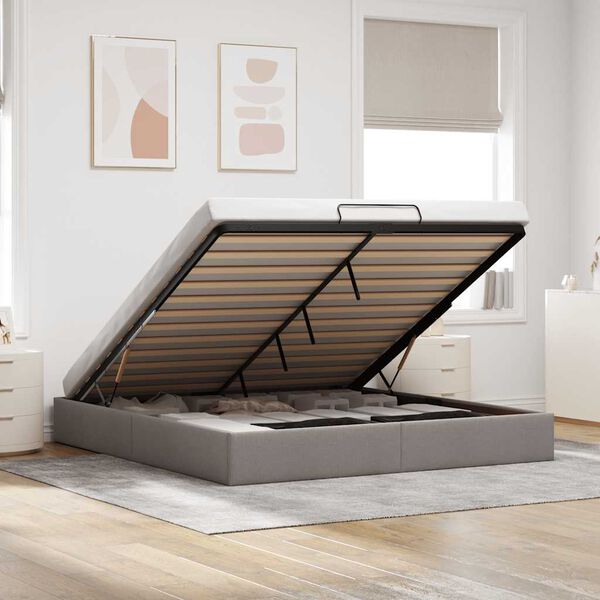 vidaXL Otomanski okvir kreveta bez madraca smeđesivi 200x200cm tkanine