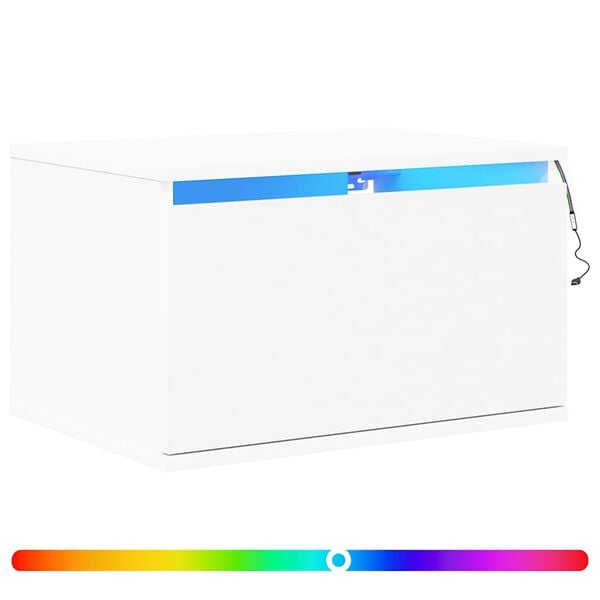 vidaXL Zidni noćni ormarić s LED svjetlima bijeli