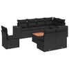 vidaXL 9-dijelni set vrtnih sofa s jastucima crni od poliratana