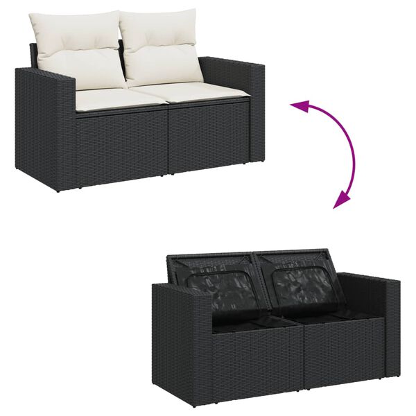 vidaXL 11-dijelni set vrtnih sofa od poliratana s jastucima crni