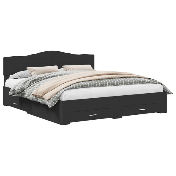 vidaXL Krevetna konstrukcija Crna 200 x 200 cm Konstruirano drvo