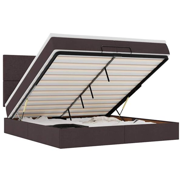 vidaXL Okvir kreveta s madracima tamnosmeđi 200x200cm tkanine