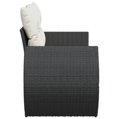 vidaXL Vrtni dvosjed s jastucima crni od poliratana