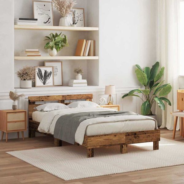 vidaXL Krevetna konstrukcija Staro drvo 120 x 190 cm Konstruirano drvo