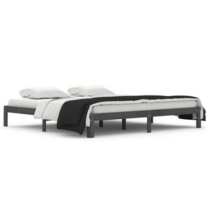 vidaXL Okvir za krevet od masivne borovine sivi 200 x 200 cm