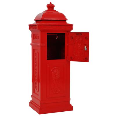 vidaXL Poštanski sandučić sa stupom u vintage stilu nehrđajući crveni