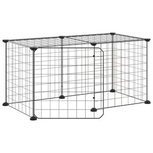vidaXL Kavez za ljubimce s 8 panela i vratima crni 35 x 35 cm čelični