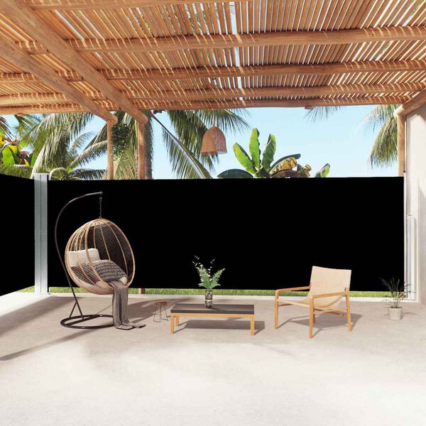 vidaXL Uvlačiva bočna tenda crna 200 x 1000 cm