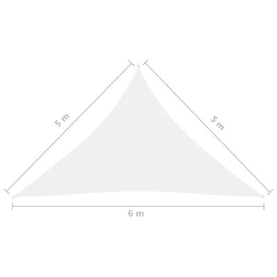 vidaXL Jedro protiv sunca od tkanine Oxford trokutasto 5x5x6 m bijelo