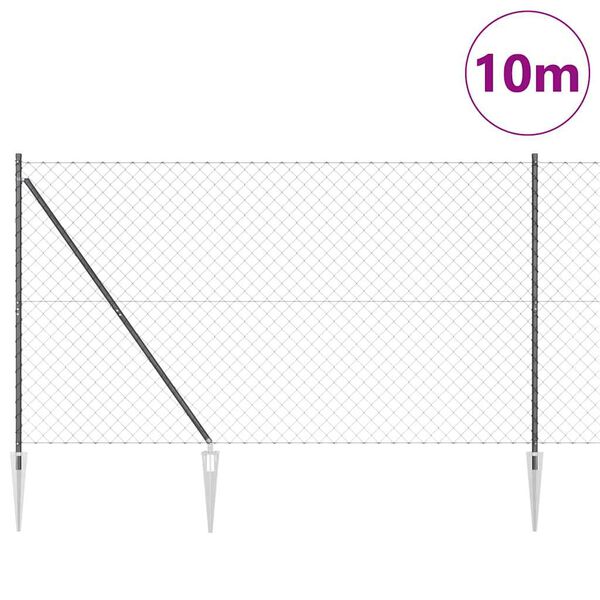 vidaXL Stup za ogradu Siva 10 x 1,5 m (60 x 60 mm mreža) Čelik i PVC