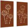 vidaXL Vrtni zidni ukrasi 2 kom 105x55 cm čelik COR-TEN cvjetni uzorak