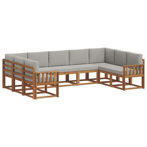vidaXL Set vanjskih sofa s jastukom 9 pcs Prirodna i svijetlo siva
