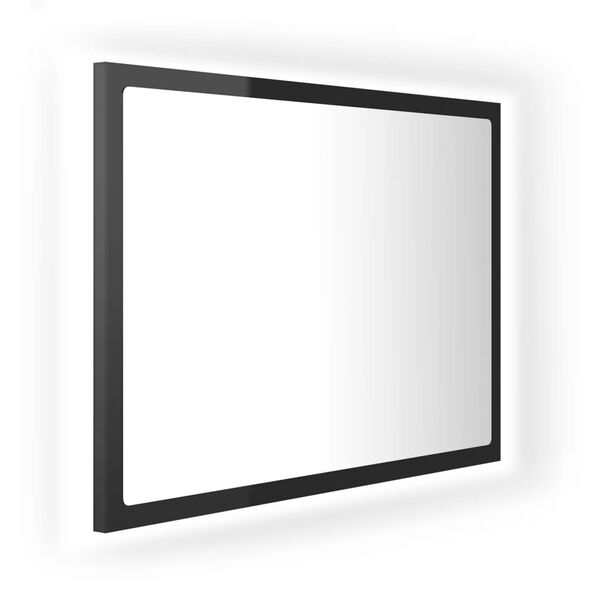 vidaXL LED kupaonsko ogledalo visoki sjaj crno 60x8,5x37 cm akrilno