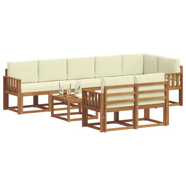 vidaXL Set vanjskih sofa s jastukom 9 pcs Prirodna i krem