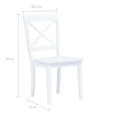 vidaXL Blagovaonske stolice 2 kom bijele od masivnog drva kaučukovca
