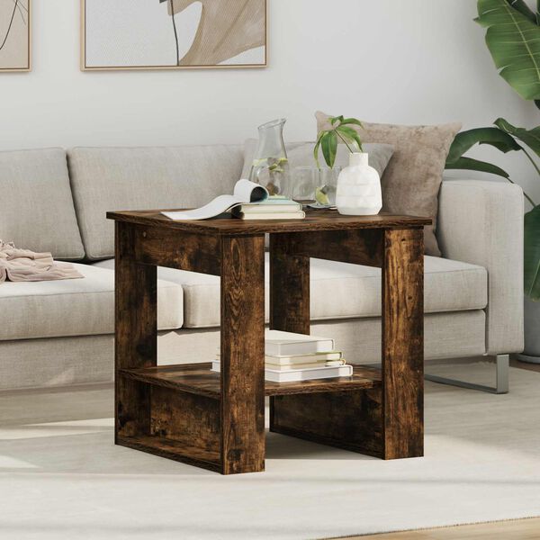 vidaXL Kava Stol Dimljeni hrast 51 x 50 x 50 cm Konstruirano drvo