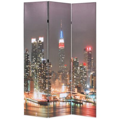 vidaXL Sklopiva sobna pregrada sa slikom New Yorka noću 120 x 170 cm