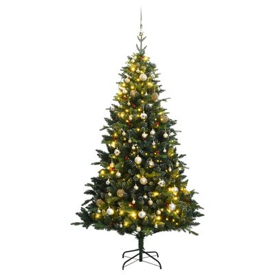 vidaXL Umjetno božićno drvce 150 LED sa šarkama i kuglicama 150 cm