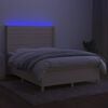 vidaXL Krevet box spring s madracem LED krem 140x190 cm od tkanine