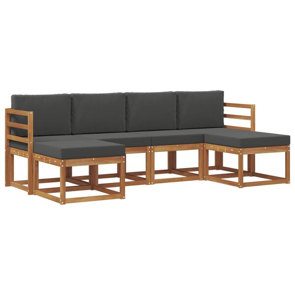 vidaXL Set vanjskih sofa 6 pcs Prirodna i antracit Konstruirano drvo