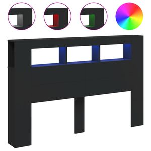 vidaXL LED uzglavlje crno 160x18,5x103,5 cm konstruirano drvo