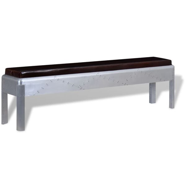 vidaXL Avijatičarska klupa od prave kože 160 x 32 x 45 cm