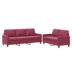 vidaXL 2-dijelni set sofa s jastucima crvena boja vina bar&scaron;unasti