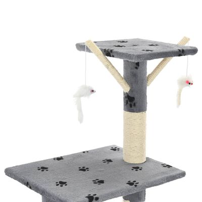 vidaXL Penjalica za mačke sa stupovima za grebanje od sisala 138 cm siva s uzorkom šapa