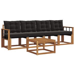 vidaXL Set vanjskih sofa 5 kom. 4-sjedala Prirodna i crna