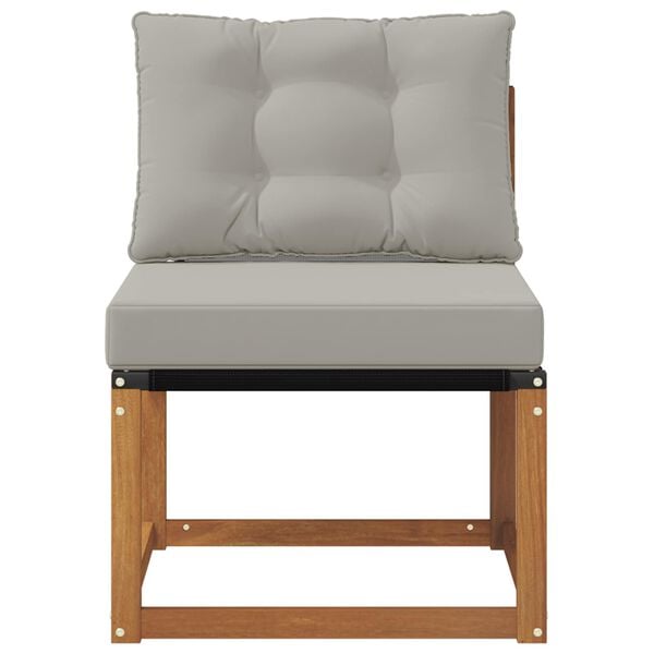 vidaXL Vanjska srednja sofa Masivno bagremovo drvo, Tekstilen Prirodna