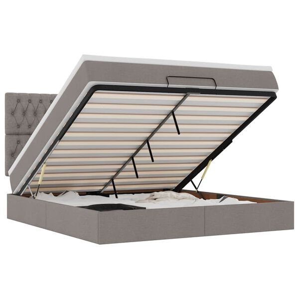 vidaXL Otomanski krevet s madracem smeđesivi 180x200 cm od tkanine