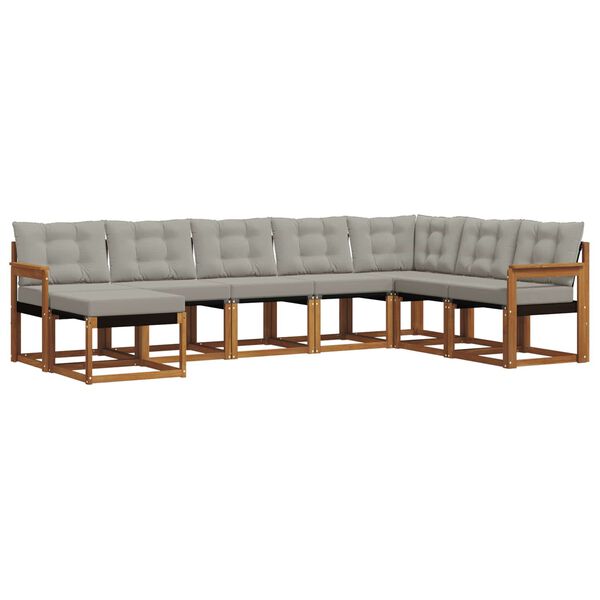 vidaXL Set vanjskih sofa s jastukom 8 pcs Prirodna i svijetlo siva