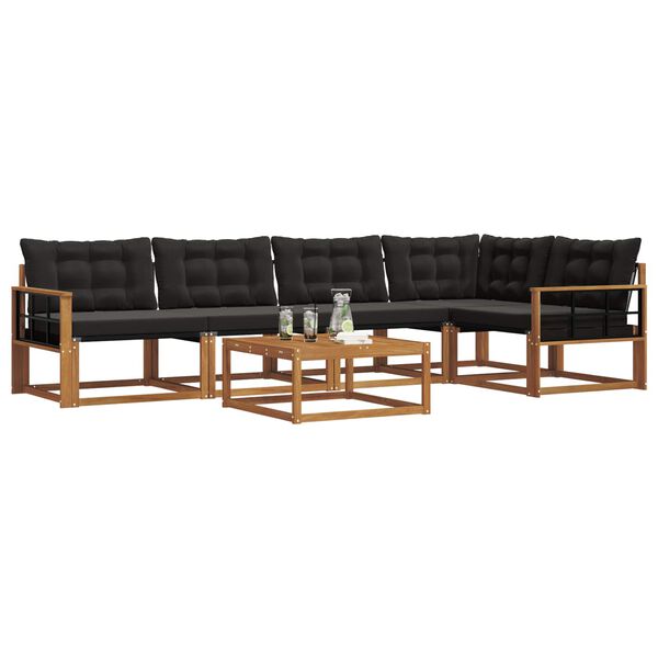 vidaXL Set vanjskih sofa s jastukom 6 pcs Prirodna i crna