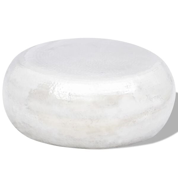 vidaXL Stolić za kavu od čekićanog aluminija srebrni