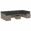 vidaXL 11-dijelni set vrtnih sofa od poliratana s jastucima sivi