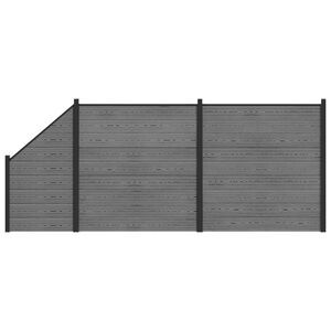 vidaXL Set ograde 446 x 186 cm WPC i aluminij Siva