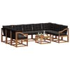 vidaXL Set vanjskih sofa 10 pcs Prirodna i crna Čvrsto drvo akacije
