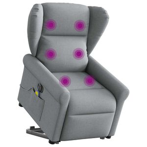 vidaXL Električni masažni naslonjač na podizanje tkanina svjetlosivi