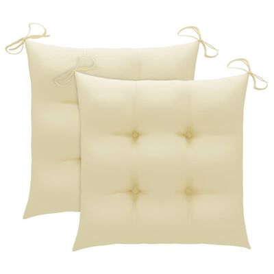 vidaXL 3-dijelni bistro set s krem bijelim jastucima masivna tikovina