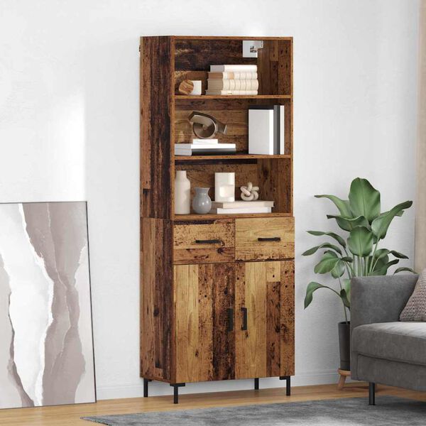 vidaXL Highboard Staro drvo 69,5 x 34 x 180 cm Konstruirano drvo