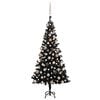 vidaXL Umjetno osvijetljeno božićno drvce s kuglicama crno 180 cm PVC
