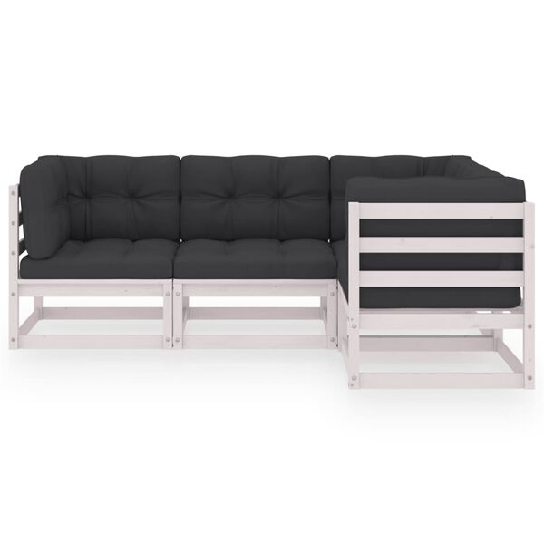 vidaXL 4-dijelna vrtna garnitura od masivne borovine s jastucima